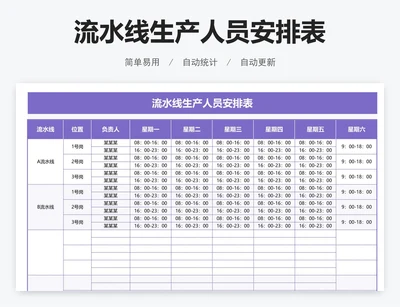 流水线生产人员安排表
