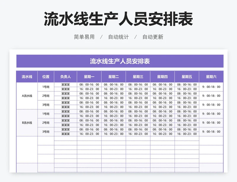 流水线生产人员安排表