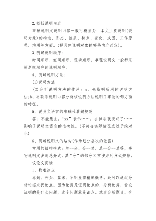 初中语文阅读理解答题技巧全汇总.docx