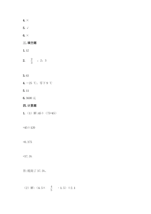 人教版六年级下册数学期末测试卷-精品(夺冠系列).docx