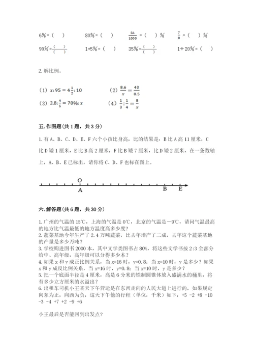 巍山彝族回族自治县六年级下册数学期末测试卷加精品答案.docx