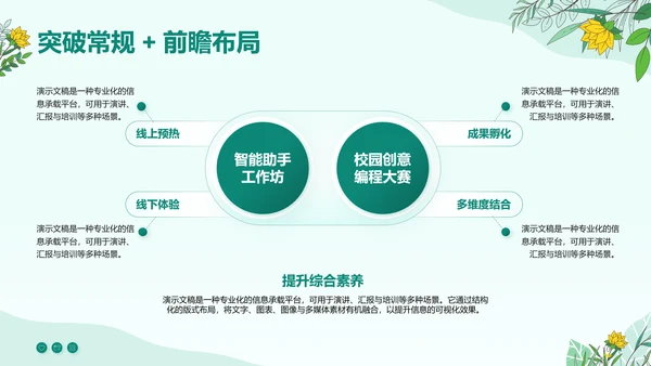 绿色小清新竞选学生会主席PPT模板