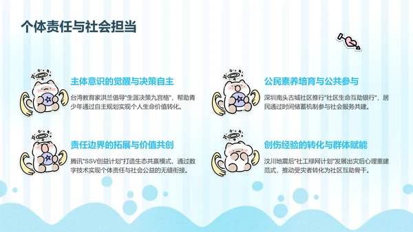 卜卜猫蓝色卡通风生命教育通用模版