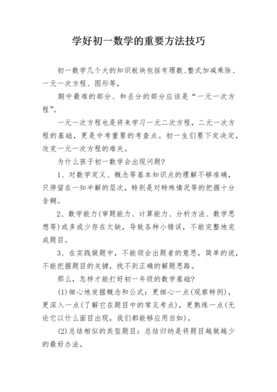 学好初一数学的重要方法技巧.docx