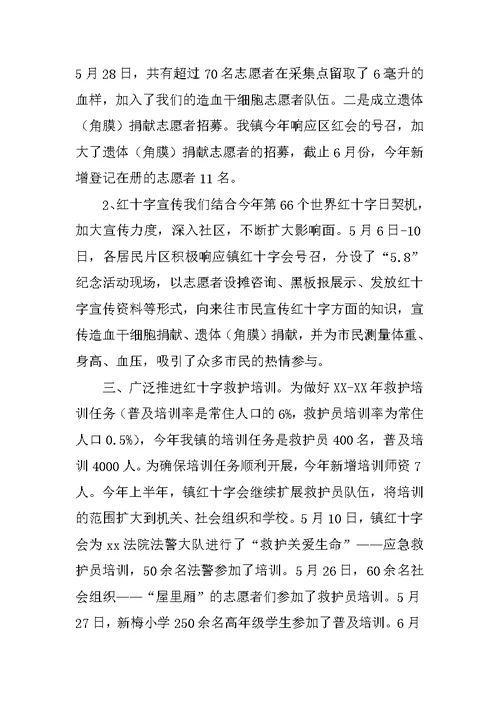 红十字会上半年工作总结 1