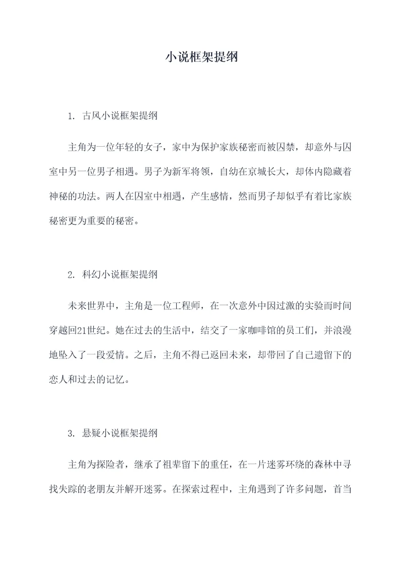 小说框架提纲