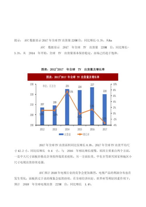 全球电视行业各地区品牌出货量及市场份额分析.docx