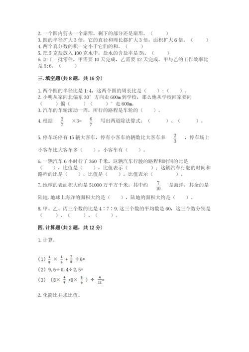 小学数学六年级上册期末测试卷（突破训练）word版.docx
