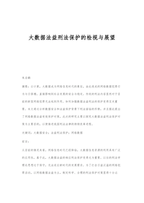 大数据法益刑法保护的检视与展望.docx