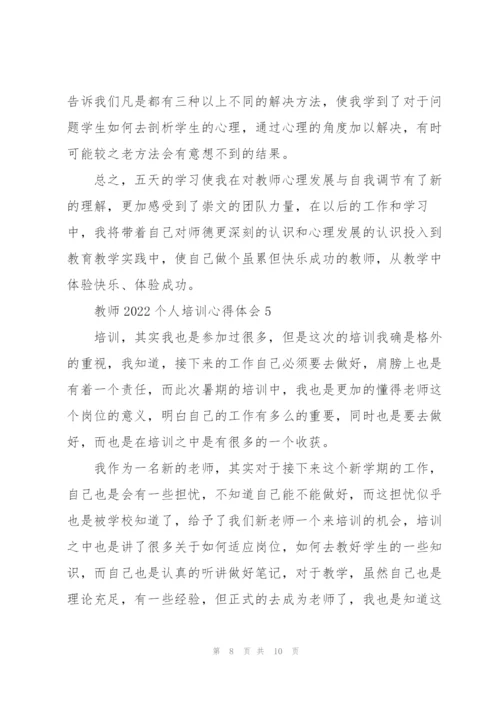 教师2022个人培训心得体会范文.docx