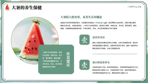 绿色小清新风二十四节气之大暑节气PPT模板