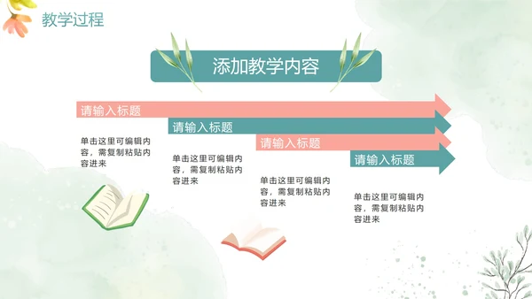 清新手绘水彩教师教学说课PPT模板