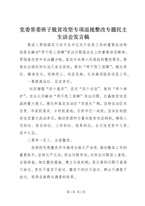 党委常委班子脱贫攻坚专项巡视整改专题民主生活会讲话稿.docx