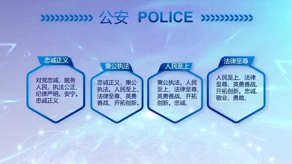蓝色公安警察年终工作总结汇报PPT