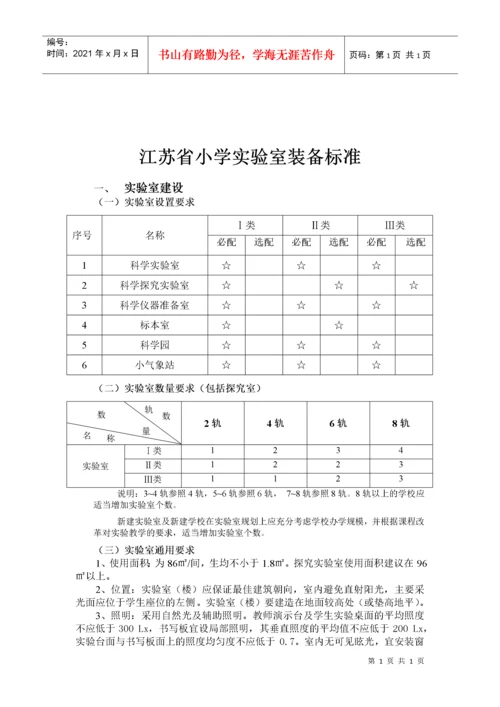 江苏省小学教育技术装备标准(试行).docx