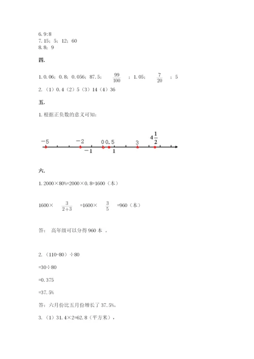 苏教版数学六年级下册试题期末模拟检测卷及参考答案（完整版）.docx