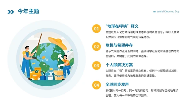 蓝绿色卡通插画风格世界清洁地球日PPT模板
