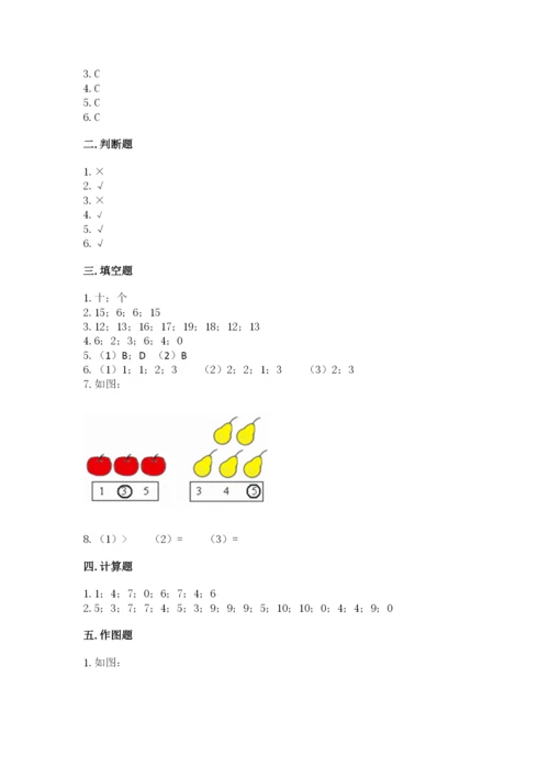 小学数学试卷一年级上册数学期末测试卷精品（夺分金卷）.docx
