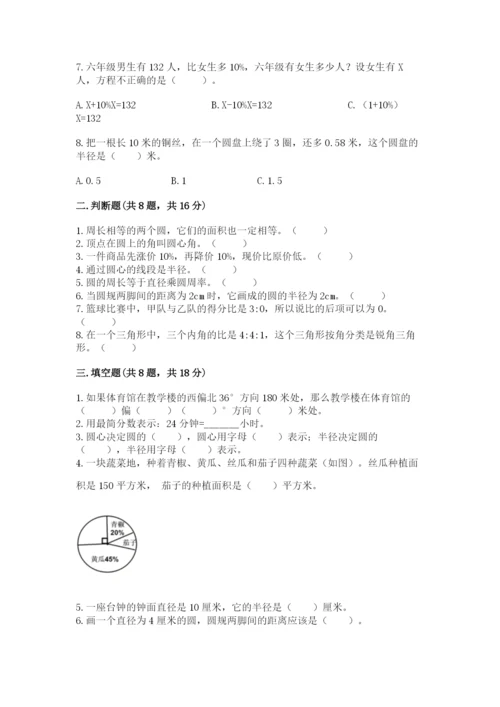 人教版小学六年级上册数学期末测试卷（考点提分）.docx