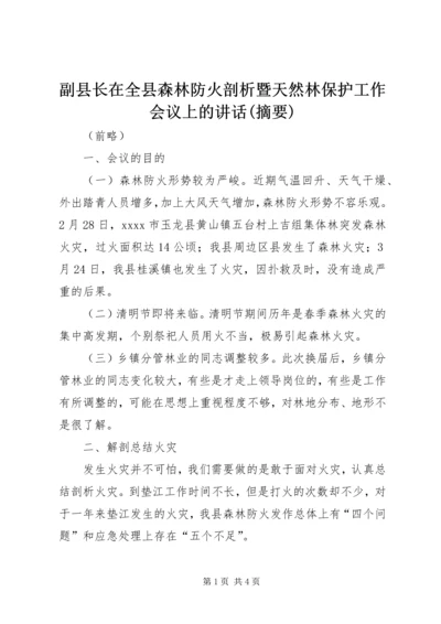 副县长在全县森林防火剖析暨天然林保护工作会议上的讲话(摘要).docx