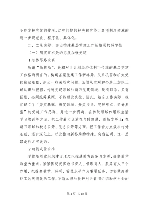 学校）关于加强和改进基层党组织建设的实践与思考.docx