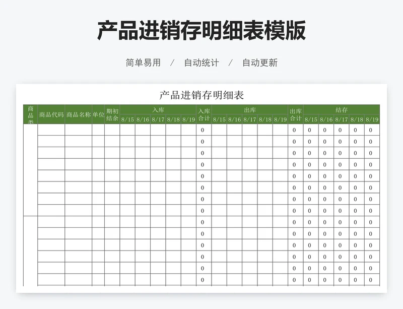 产品进销存明细表模版