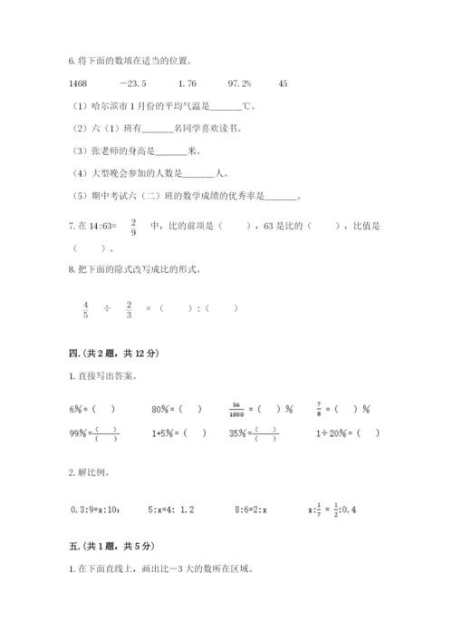 小学六年级下册数学摸底考试题附答案【综合卷】.docx