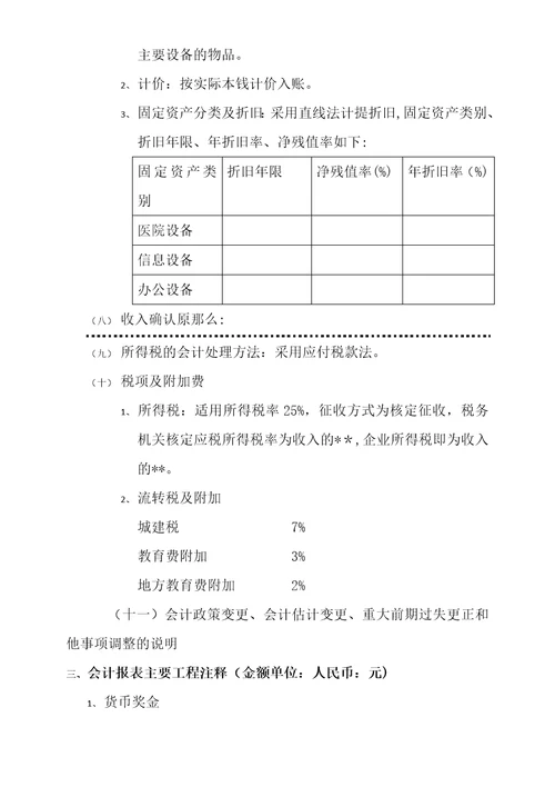 年度财务报表附注