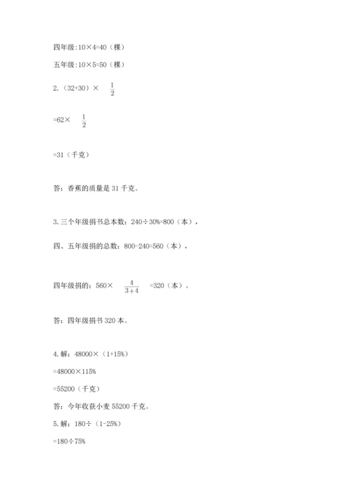 2022六年级上册数学期末考试试卷（考点梳理）.docx