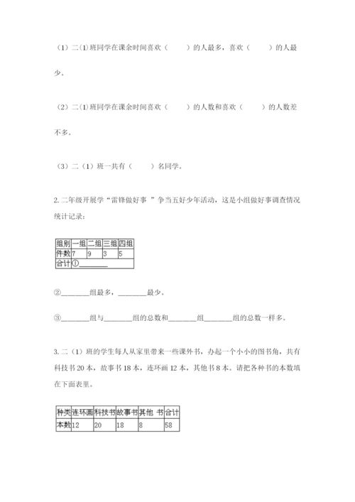 苏教版二年级下册数学第八单元 数据的收集和整理（一） 测试卷精品附答案.docx