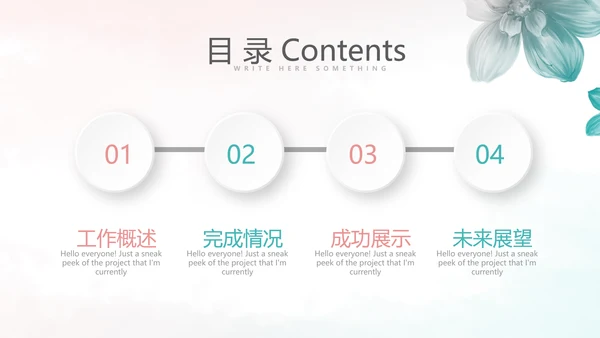 唯美小清新微立体述职工作总结通用PPT动态模板