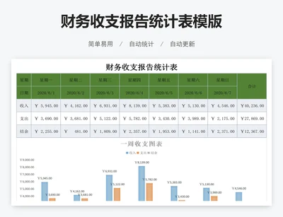 财务收支报告统计表模版