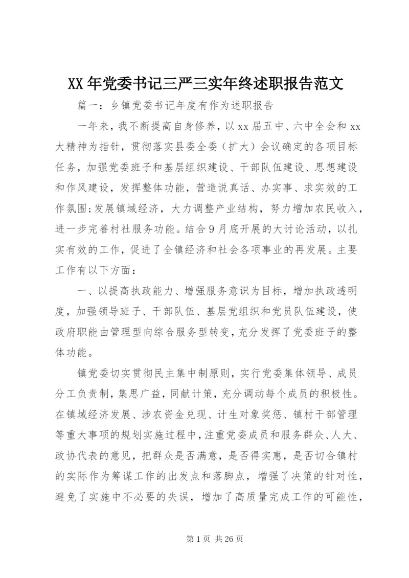 某年党委书记三严三实年终述职报告范文.docx