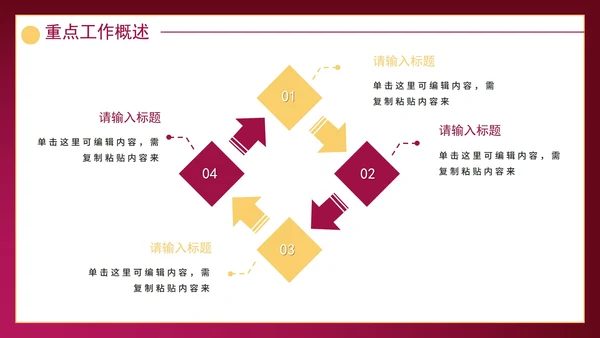 红紫新起点新征程带框架年度工作总结PPT模板