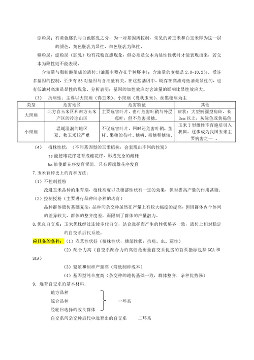 作物育种学各论复习精华共12页