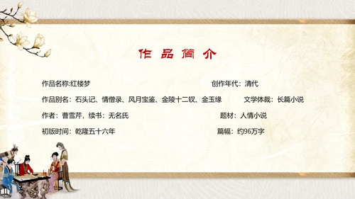 古代文学四大名著之红楼梦PPT模板