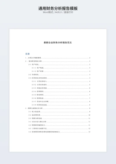 通用财务分析报告模板