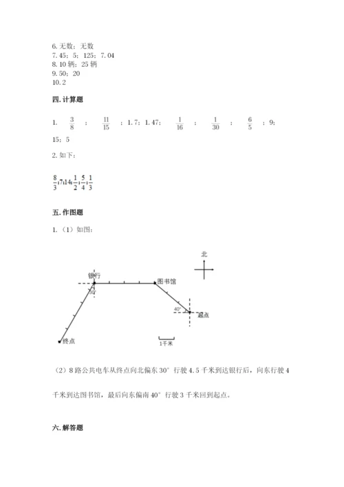 2022年人教版六年级上册数学期末测试卷及答案1套.docx