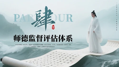 绿色古风教师师德培训PPT通用模板