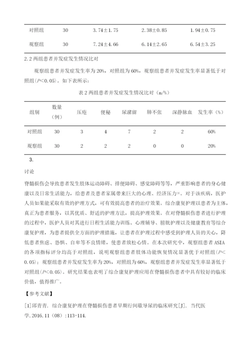 综合康复护理应用在脊髓损伤患者中的临床价值.docx
