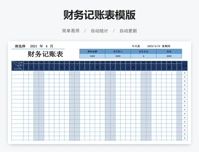财务记账表模版