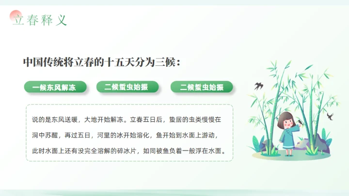 春天立春二十四节气通用PPT模板