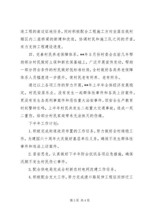 村委会上半年工作总结及下半年工作计划.docx