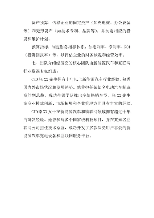 新能源汽车充电服务平台商业计划书