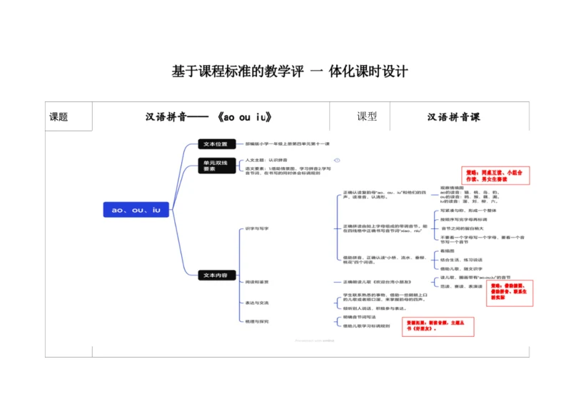 【新教材】11《ao ou iu》第二课时 教学设计