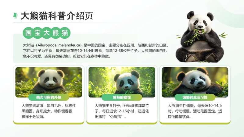 绿色简约风熊猫科普介绍页