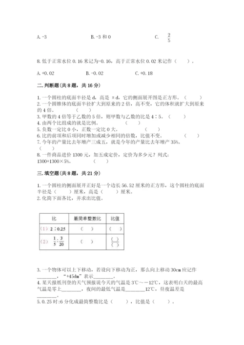 人教版六年级下册数学期末测试卷（预热题）word版.docx