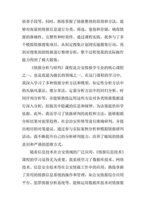 公安情报学专业求职自荐信