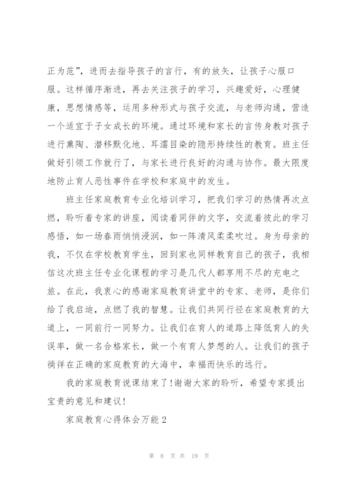 家庭教育心得体会万能5篇.docx