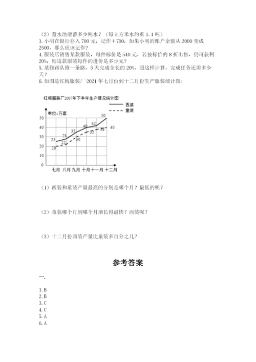 小学六年级下册数学摸底考试题附参考答案【满分必刷】.docx